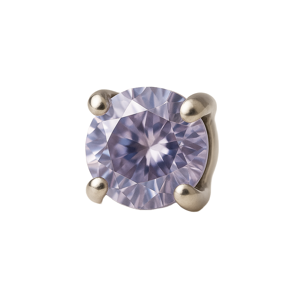 Cosima - Labret Filetage Interne - Finition Argent - M0.9(16G)-2mm - Zircon Violet