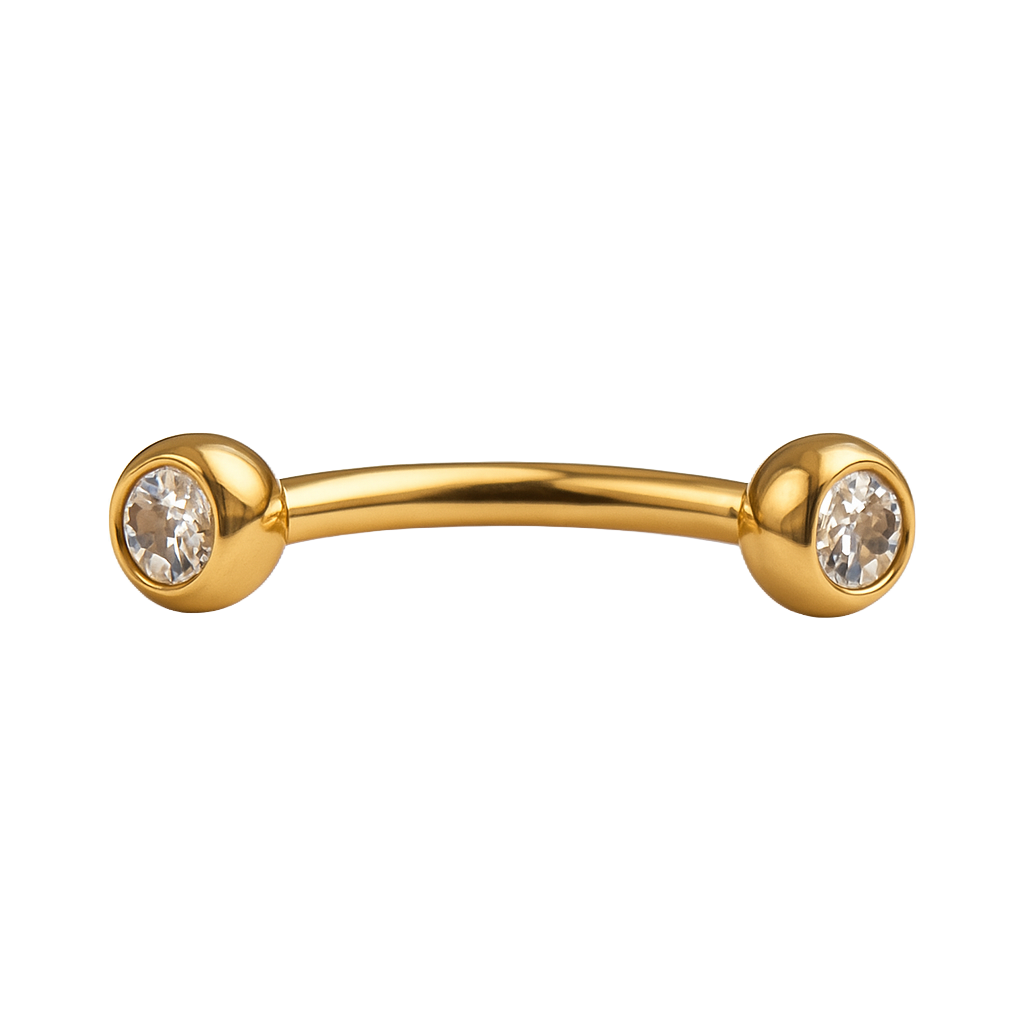 Juno - Banane Filetage Interne Embout - Finition Or - 1.2*8*3mm - Zircon Blanc