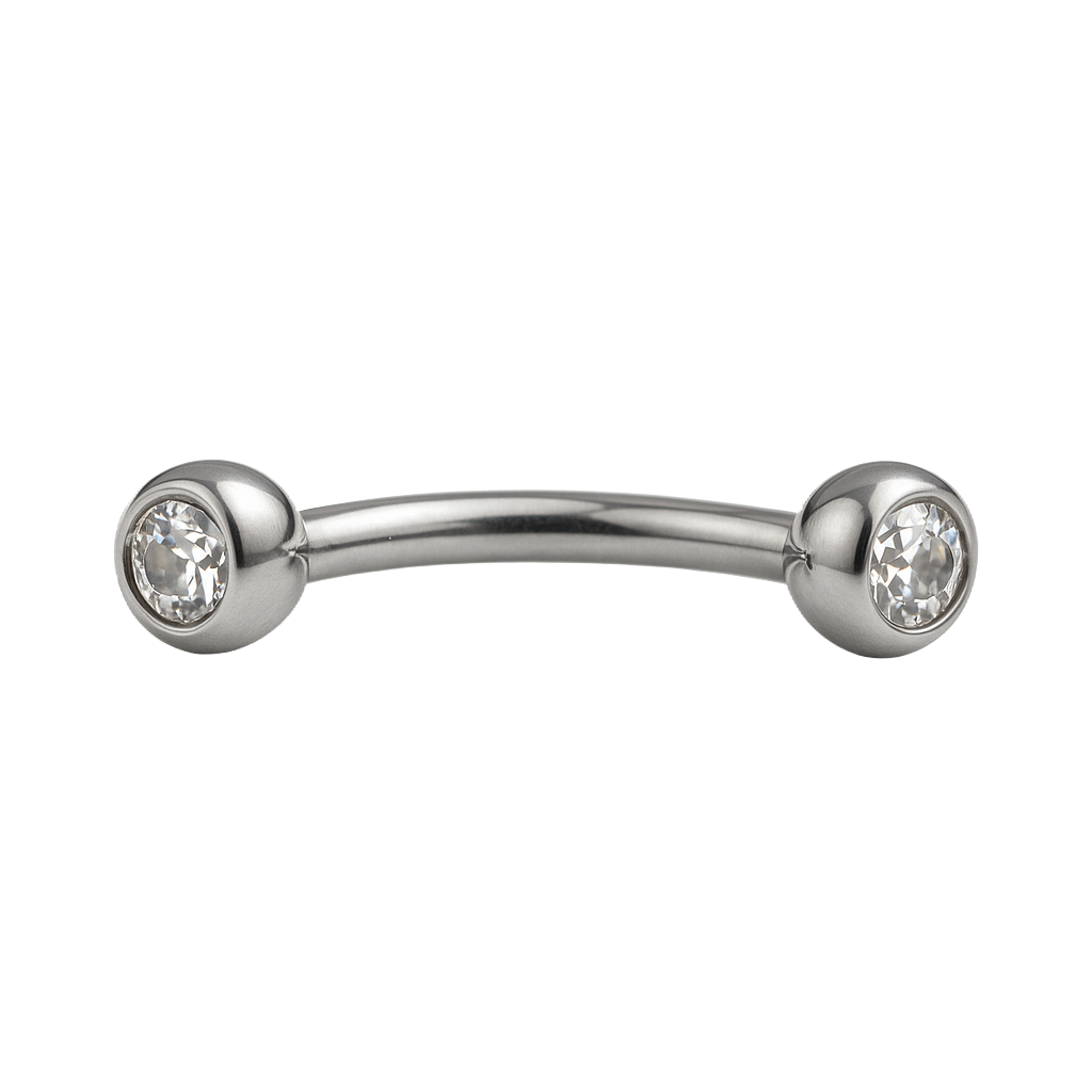 Juno - Banane Filetage Interne Embout  - Finition Argent - 1.2*8*3mm - Zircon Blanc