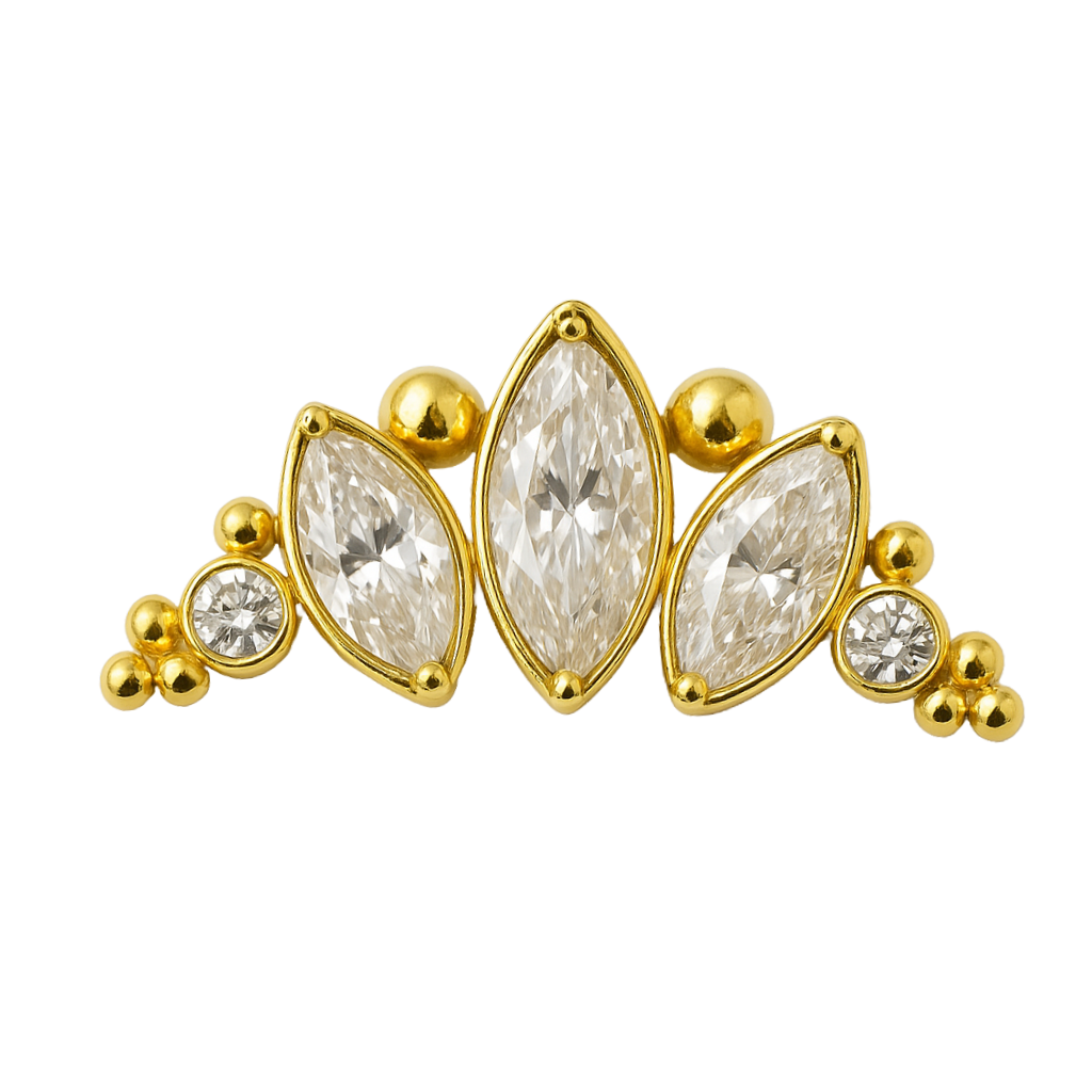 Léa - Labret Titane F136 - Finition Or - Zircon blanc