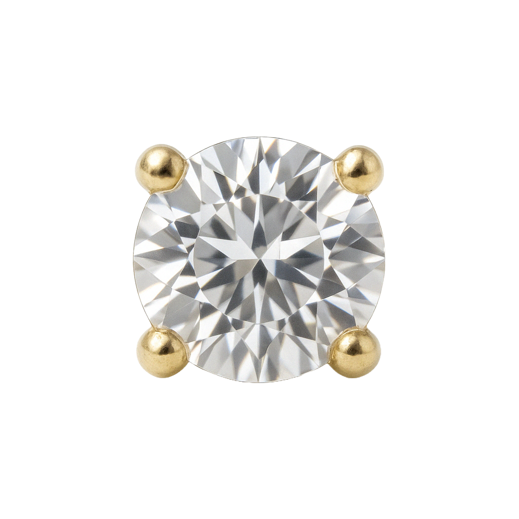 Liora - Labret Filetage Interne - Finition Or - 1.2*8*2.5mm - Zircon Blanc