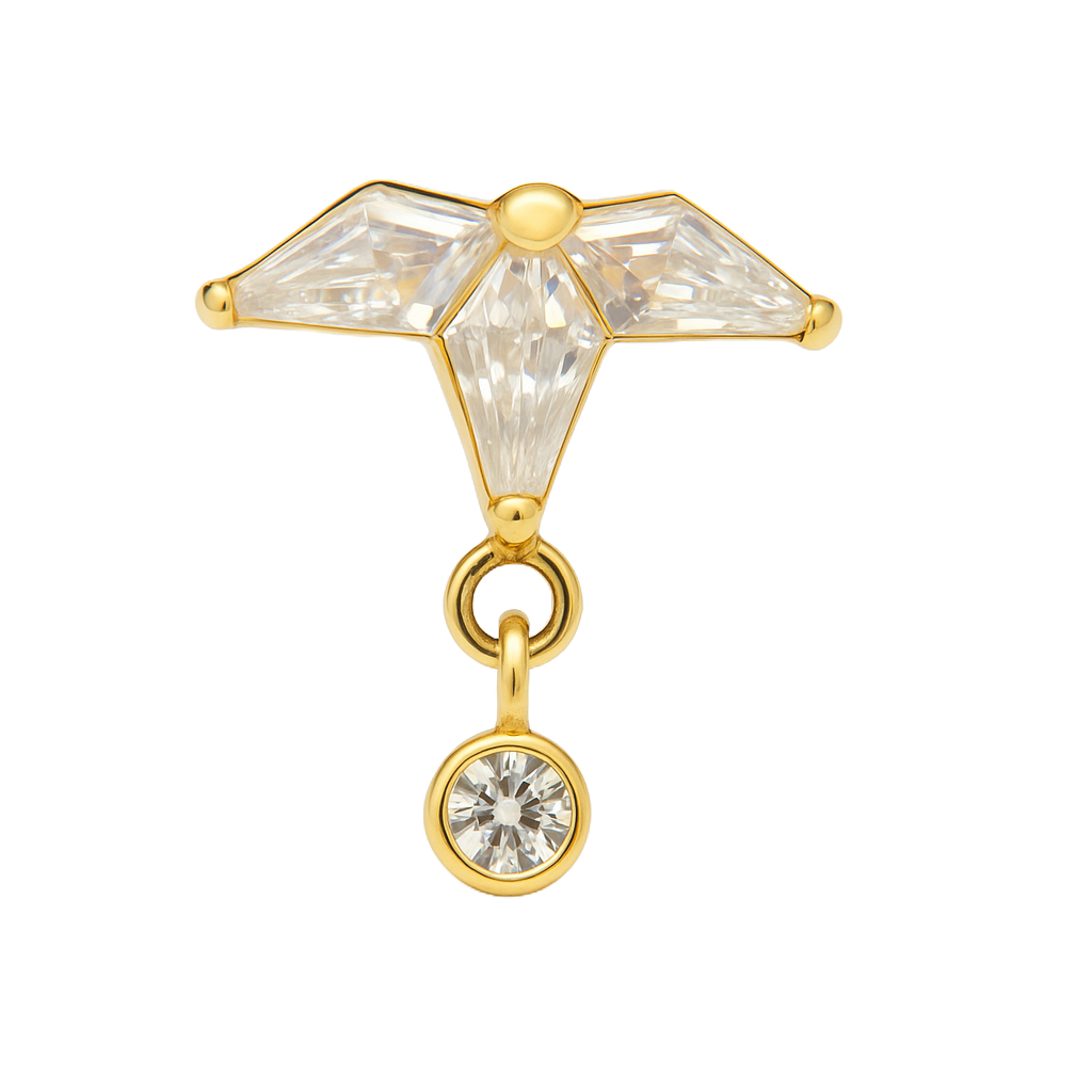 Mirabelle - Labret Titane F136 - Finition Or - Zircon blanc
