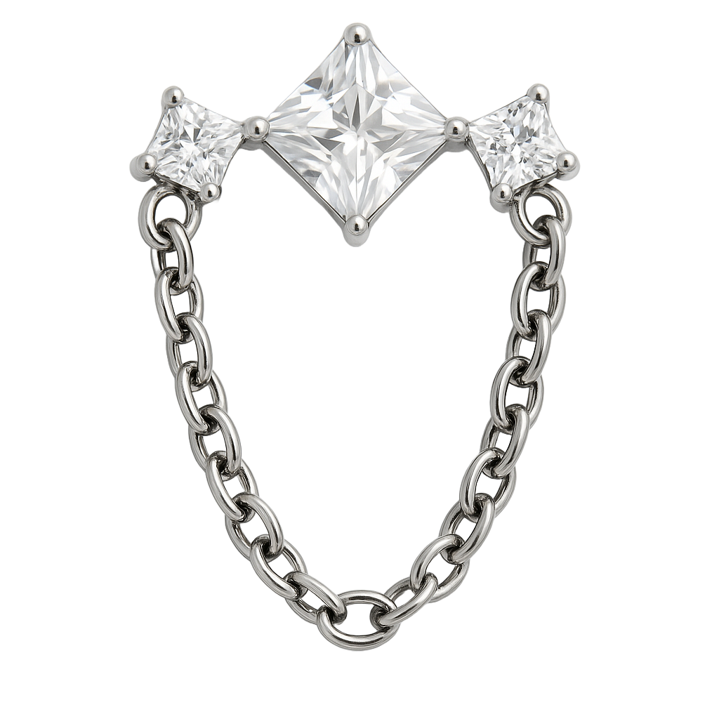 Paloma - Labret Titane F136 - Finition Argent - Zircon blanc