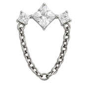 Paloma - Labret Titane F136 - Finition Argent - Zircon blanc