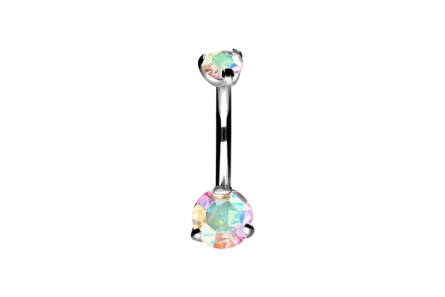 Persephone - Nombril Banane Filetage Interne - Finition Argent - 1.6*10*5/8mm - Zircon Aurore Borealis
