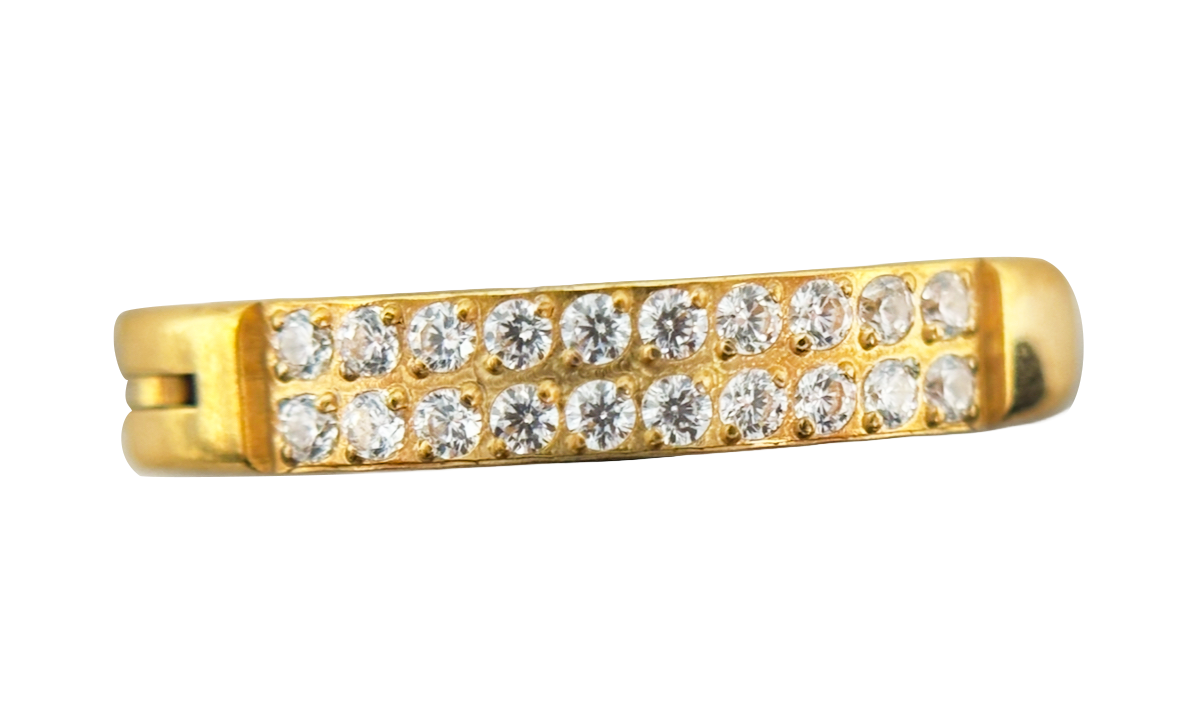 Saskia - Nombril Oval Bumpy - Finition Or - 1.6*10mm - Zircon Blanc