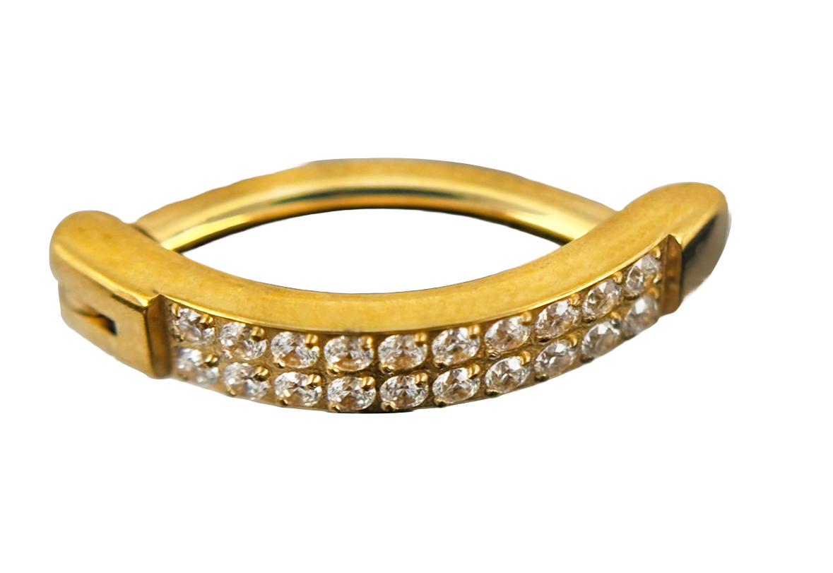Saskia - Nombril Oval Bumpy - Finition Or - 1.6*10mm - Zircon Blanc