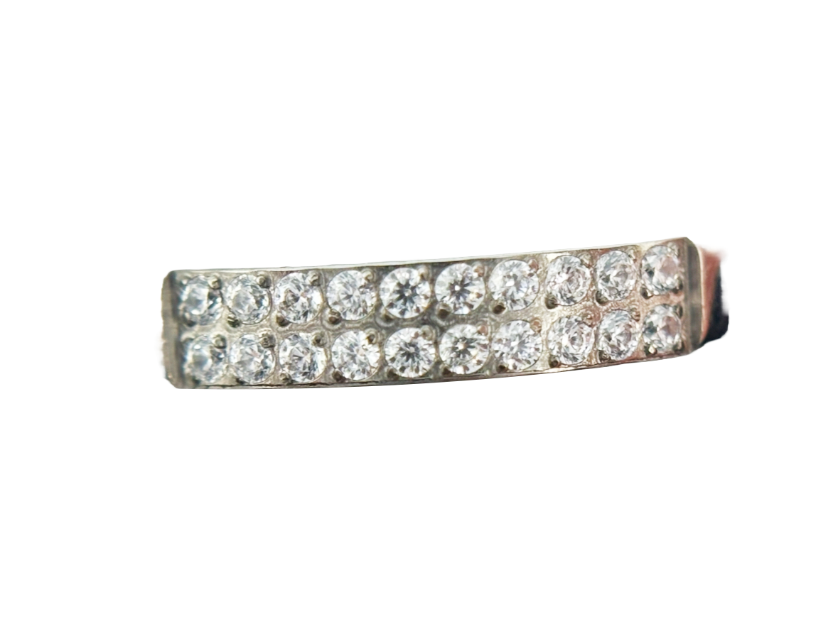 Saskia - Nombril Oval Bumpy - Finition Argent - 1.6*10mm - Zircon Blanc