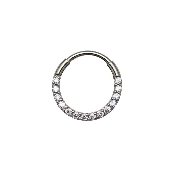 Emilie - Anneau Clicker - Finition Argent - 1.2*8- Zircon Blanc