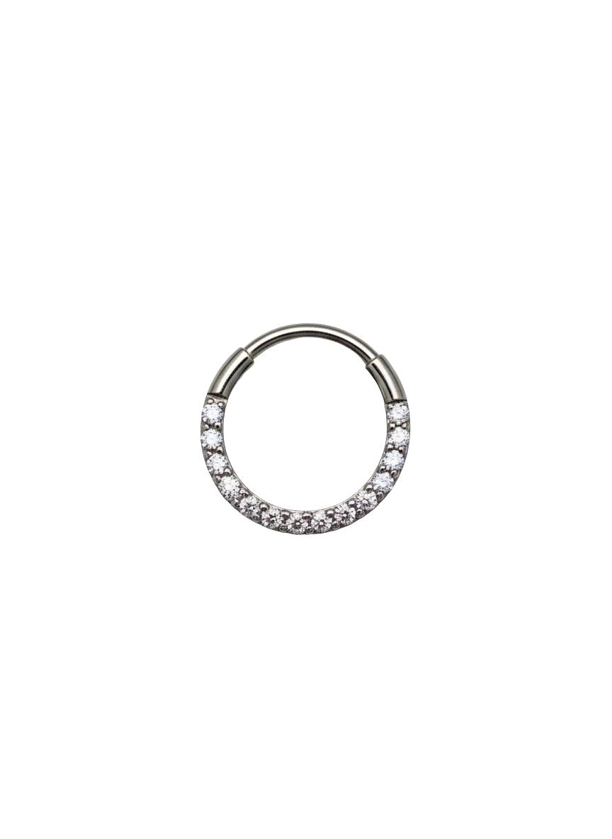 Emilie - Anneau Clicker - Finition Argent - 1.2*8- Zircon Blanc