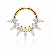 Elara - Titanium Clicker Ring F136 - Gold Finish - 1.2*8mm - White Zircon
