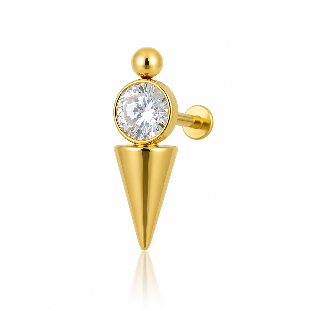 Jasmine - Labret Titane F136 - Finition Or - Zircon blanc