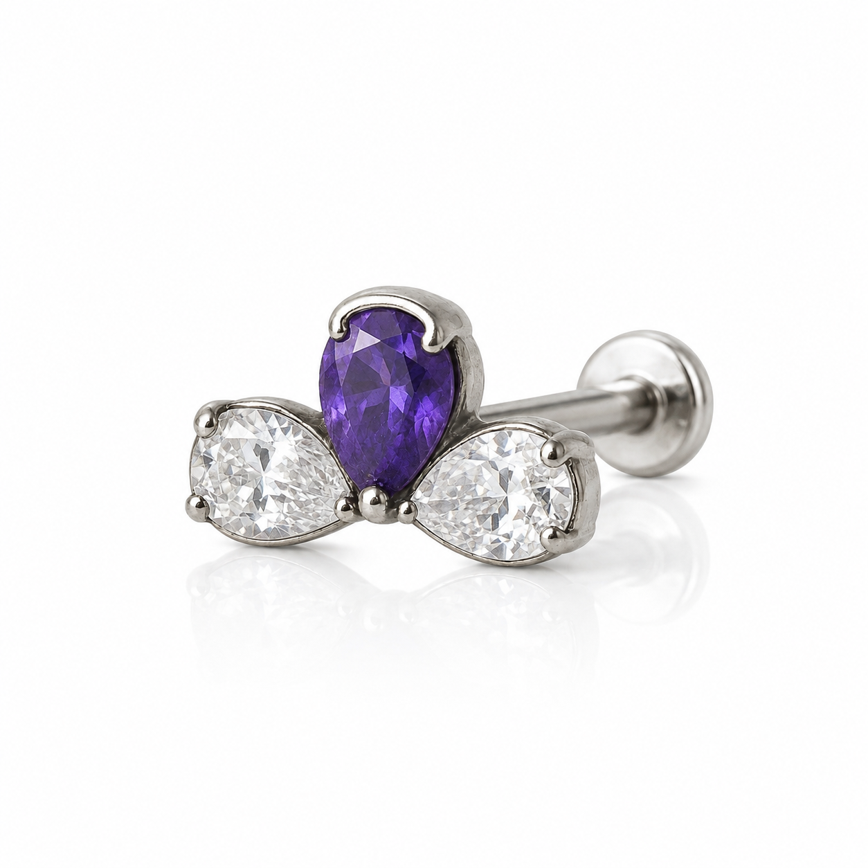 Isla - Labret - Finition Argent - 1.2*6 - Zircon Violet