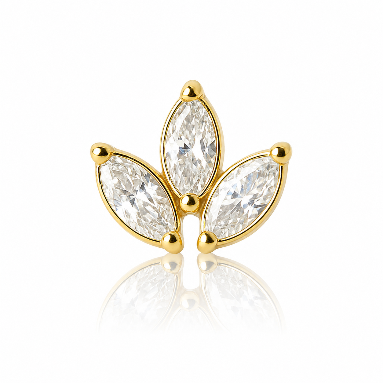 Selenne - Labret Filetage Interne - Finition Or - M0.9(16G) - Zircon Blanc