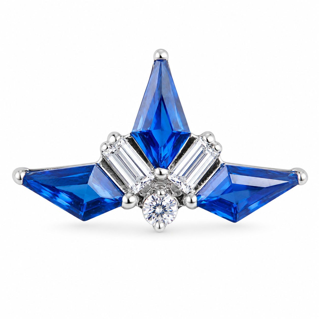 Ondine - Titanium Labret F136 - Silver Finish - White Zircon - Blue Zircon