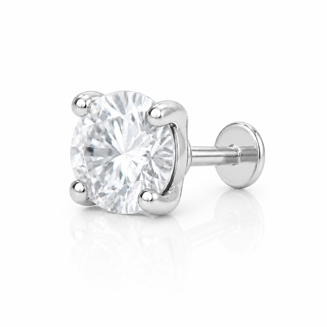 Cosima - Labret Filetage Interne - Finition Argent - M0.9(16G)-2mm - Zircon Blanc