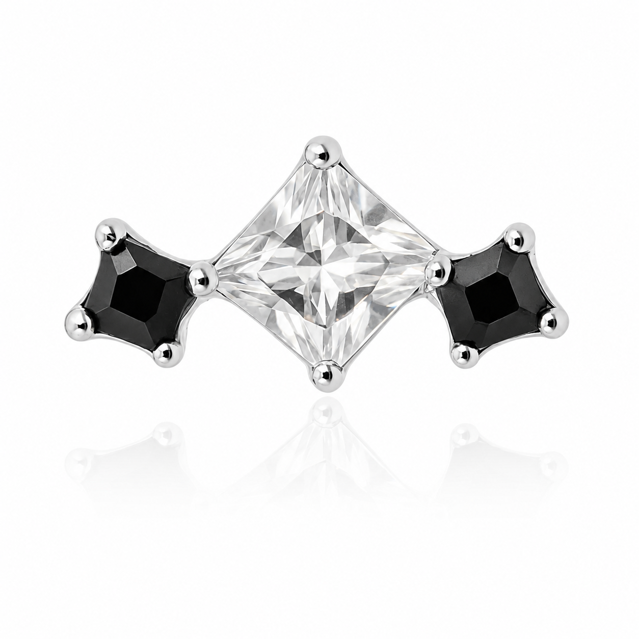 Océane - Titanium Labret F136 - Gold Finish - White Zircon - Black Zircon