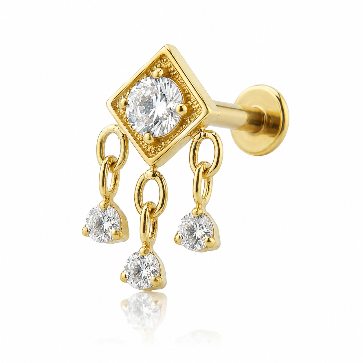Sofia - Titanium Labret F136 - Gold Finish - White Zircon