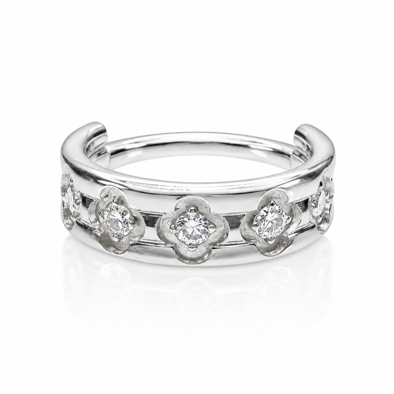 Bianca - Anneau Clicker - Finition Argent - 1.2*10 - Zircon Blanc