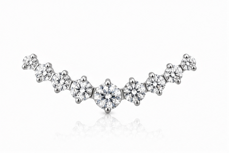 Elodie - Labret Filetage Interne - Finition Argent- 1.2*8 - Zircon Blanc