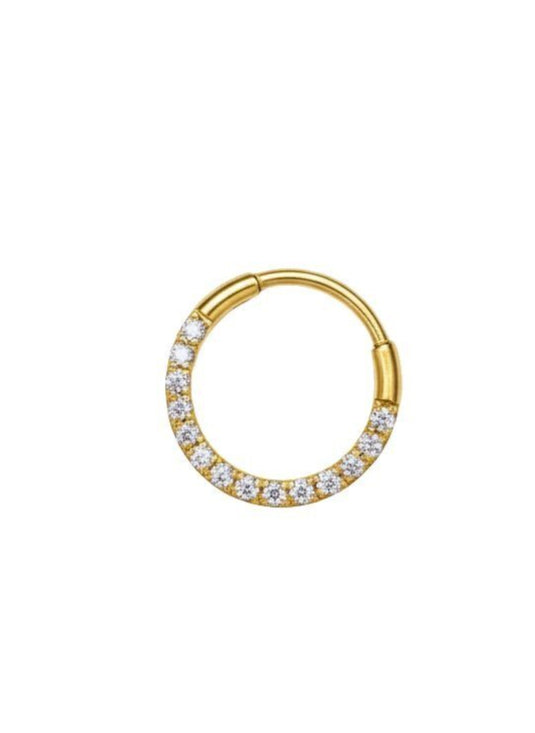 Emilie - Anneau Clicker - Finition Or - 1.2*8- Zircon Blanc
