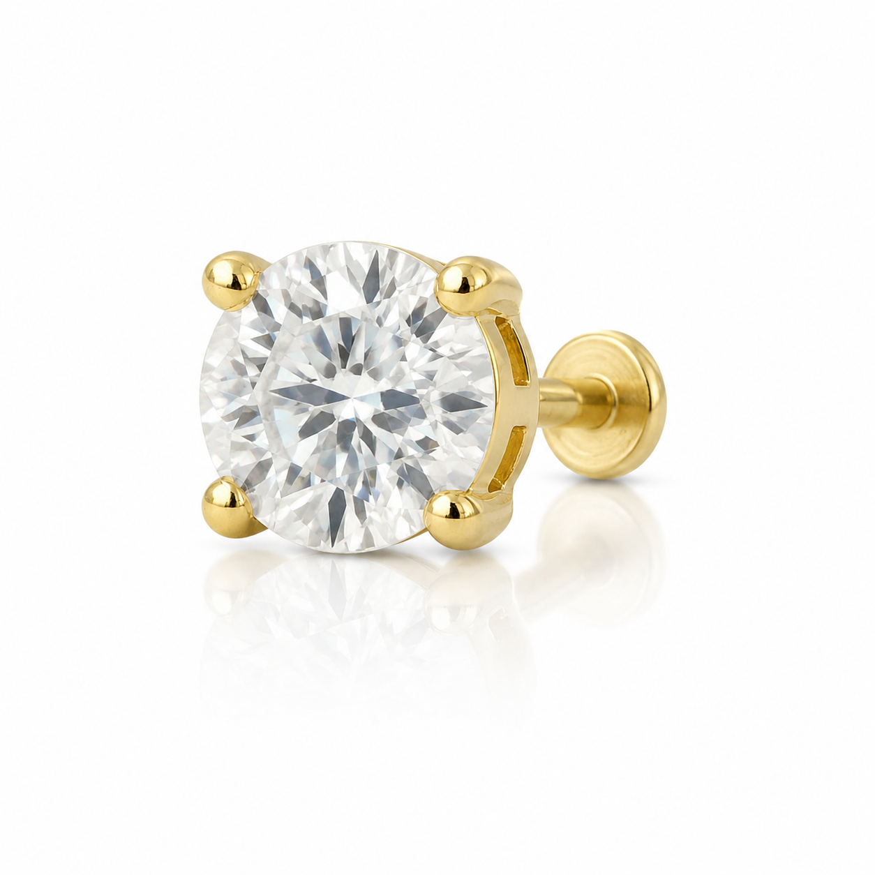 Liora - Labret Filetage Interne - Finition Or - 1.2*8*2.5mm - Zircon Blanc