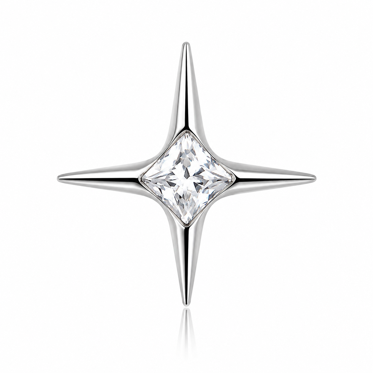 Luna - Labret Titane F136 - Finition Argent - Zircon blanc
