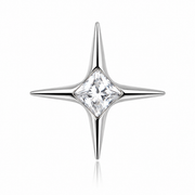 Luna - Titanium Labret F136 - Silver Finish - White Zircon