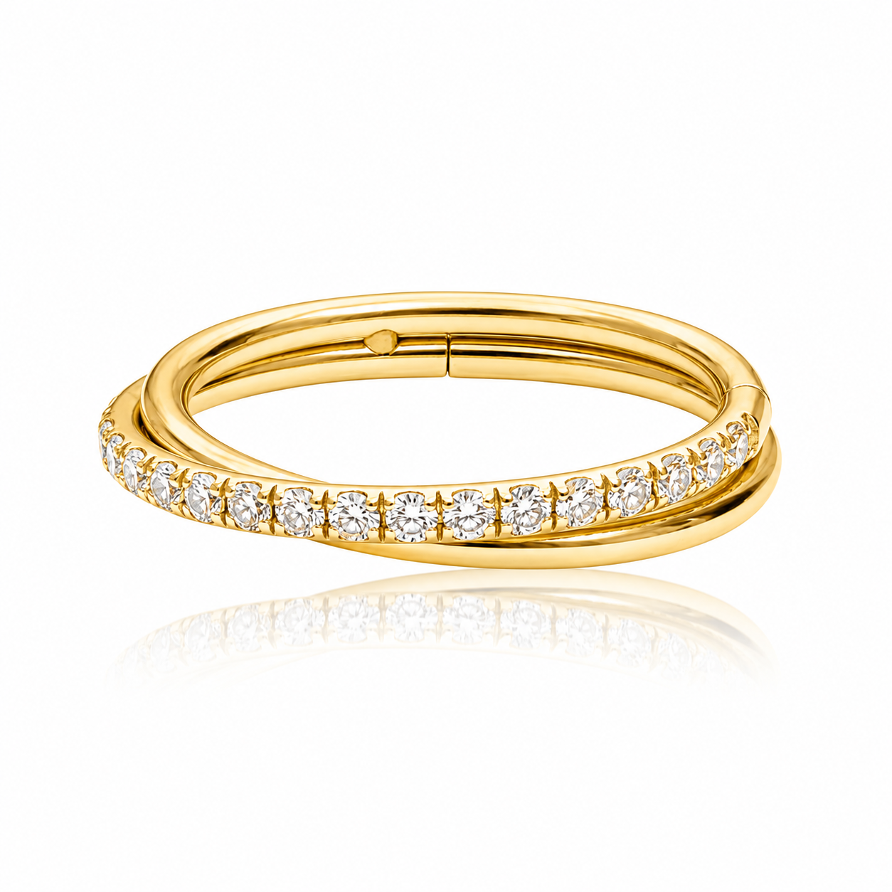 Trinity - Anneau Clicker Titane F136 - Finition Or - 1.2*10 mm - Zircon Blanc