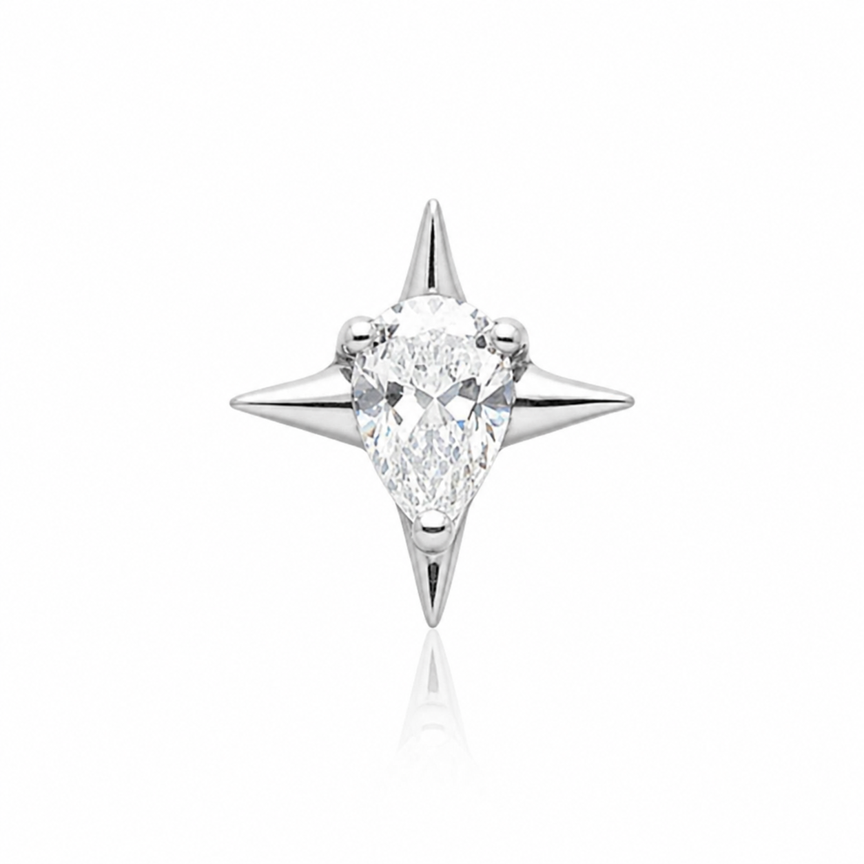 Loane - Labret Titane F136 - Finition Argent - Zircon blanc