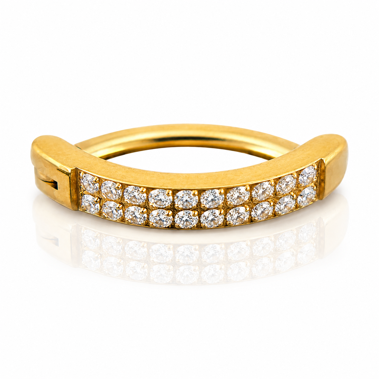 Saskia - Nombril Oval Bumpy - Finition Or - 1.6*10mm - Zircon Blanc