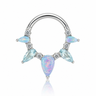 Maya - Anneau Clicker Titane F136 - Finition Argent - 1.2*8mm - Opale bleue