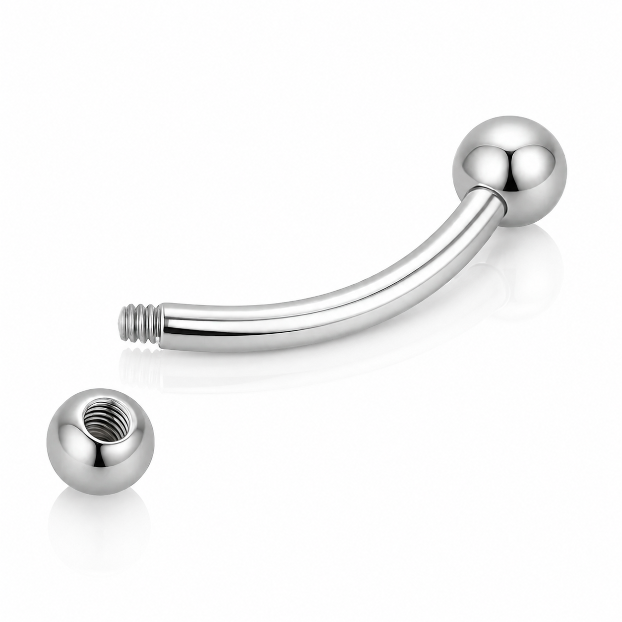Ivy - Banane Filetage Externe - Finition Argent - 1.2*9*3mm