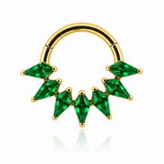 Elara - Titanium Clicker Ring F136 - Gold Finish - 1.2*8mm - Green Zircon