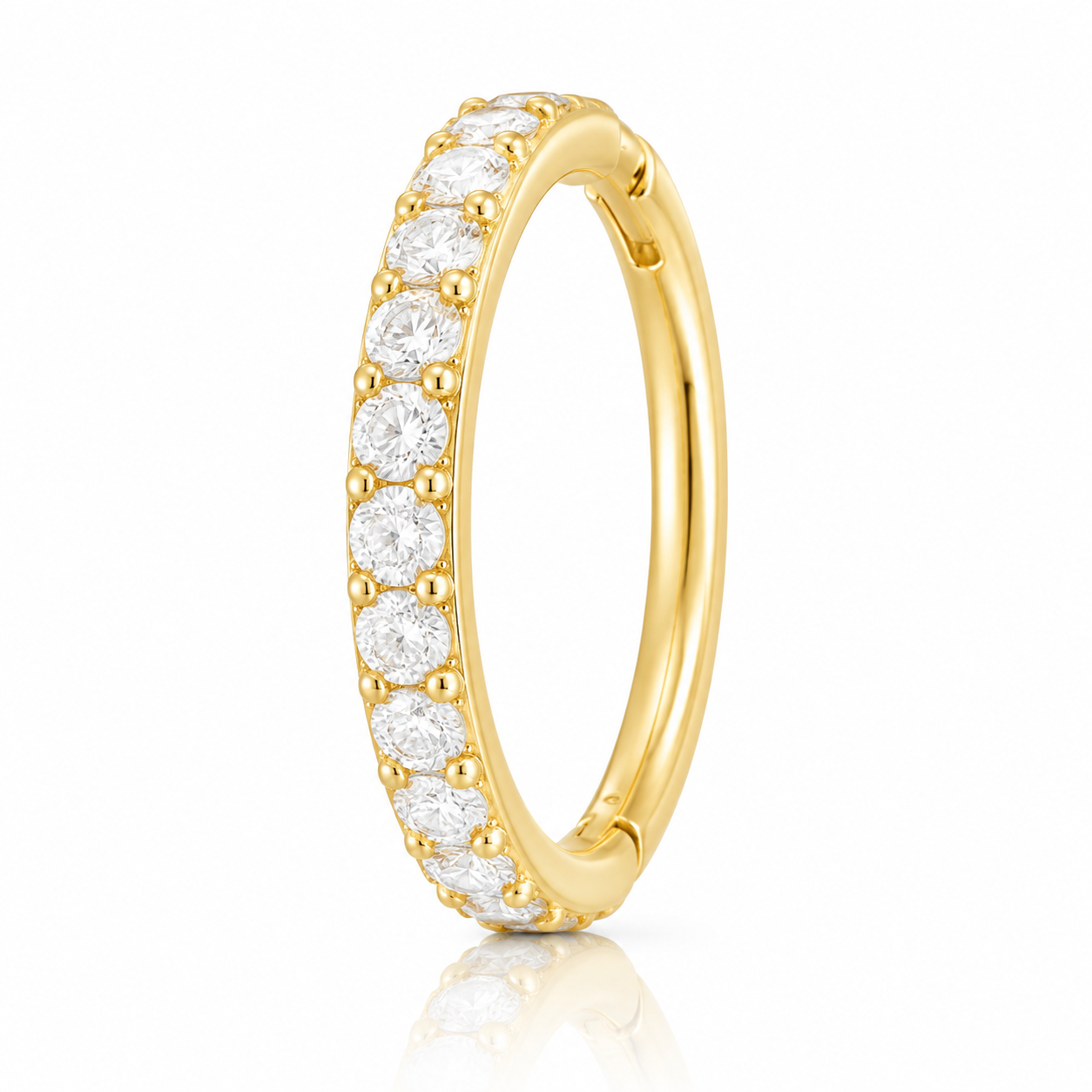 Iliana - Anneau Clicker - Finition Or - 1.2*6mm - Zircon Blanc