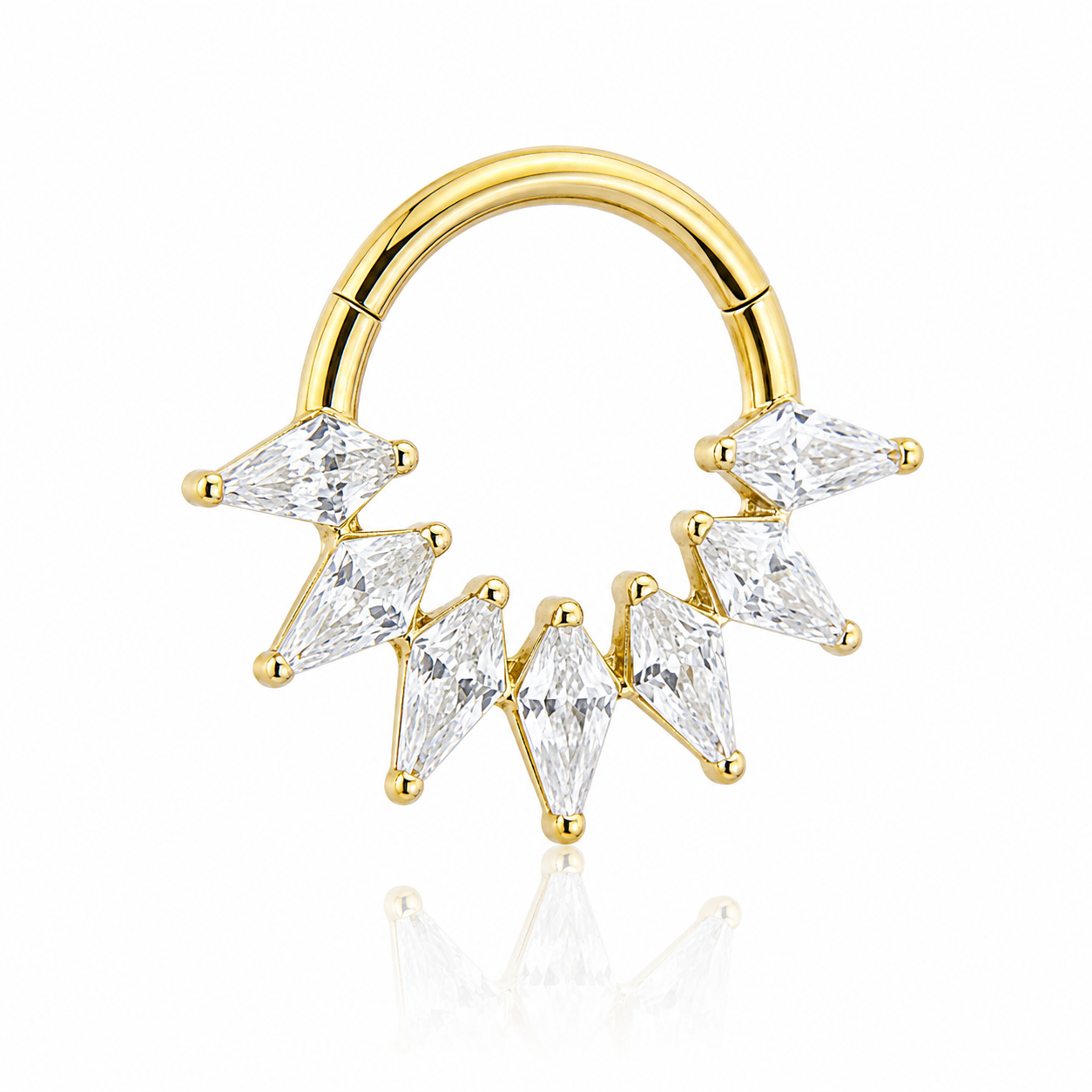 Elara - Titanium Clicker Ring F136 - Gold Finish - 1.2*8mm - White Zircon