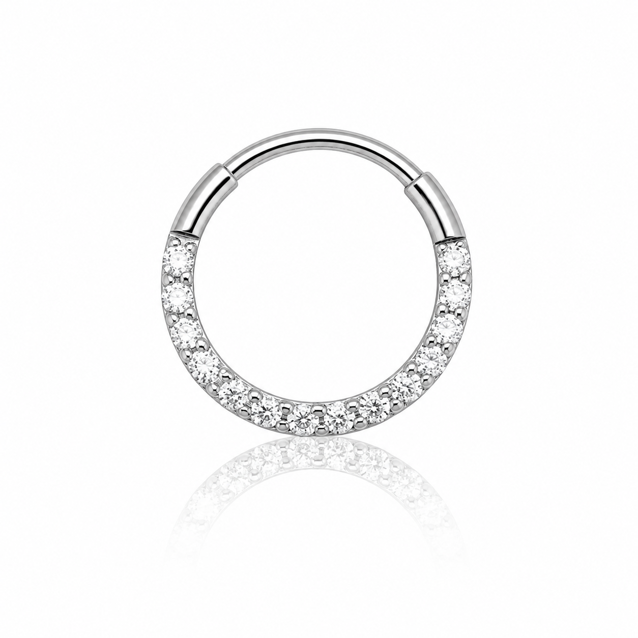 Emilie - Anneau Clicker - Finition Argent - 1.2*8- Zircon Blanc