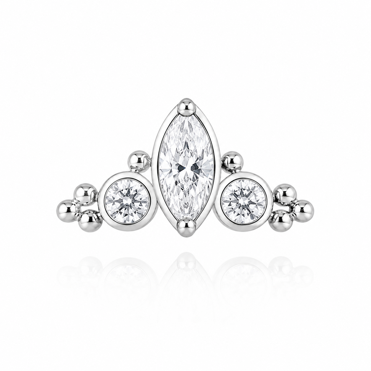 Juliette - Labret Titane F136 - Finition Argent - Zircon blanc