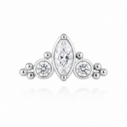 Juliette - Labret Titane F136 - Finition Argent - Zircon blanc