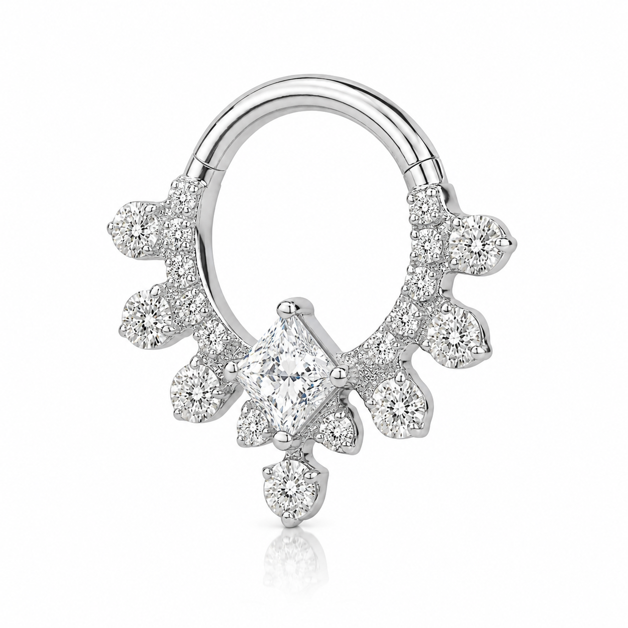 Céleste - Titanium Clicker Ring F136 - Gold Finish - 1.2*8mm - White Zircon