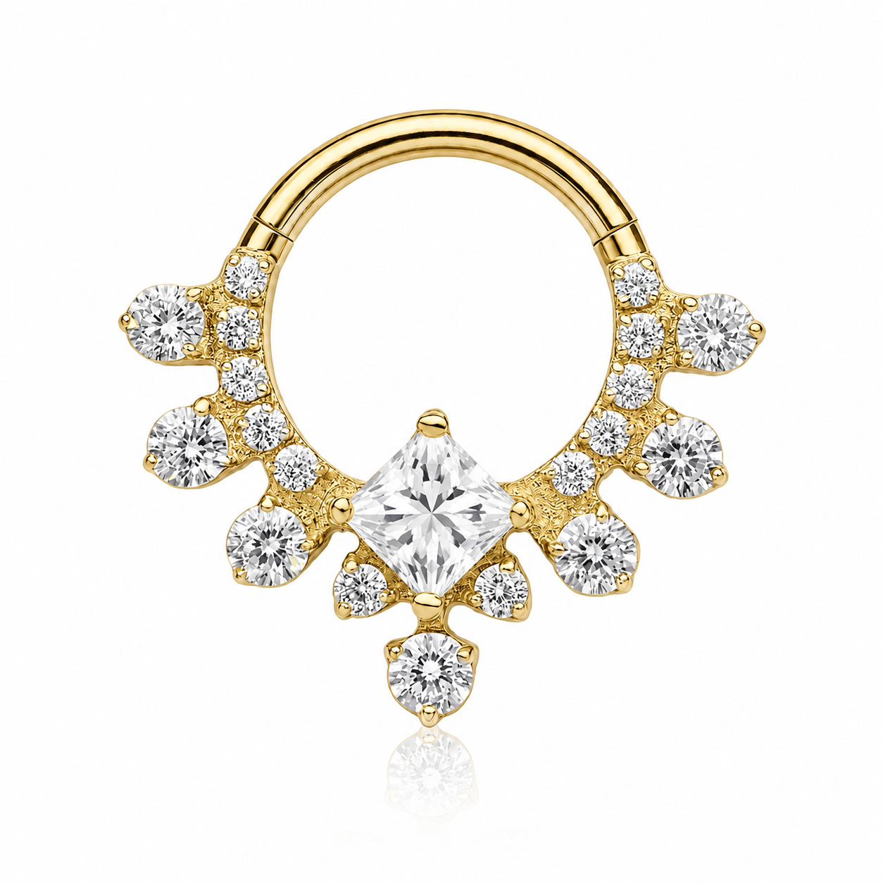 Céleste - Titanium Clicker Ring F136 - Gold Finish - 1.2*8mm - White Zircon