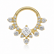 Céleste - Titanium Clicker Ring F136 - Gold Finish - 1.2*8mm - White Zircon