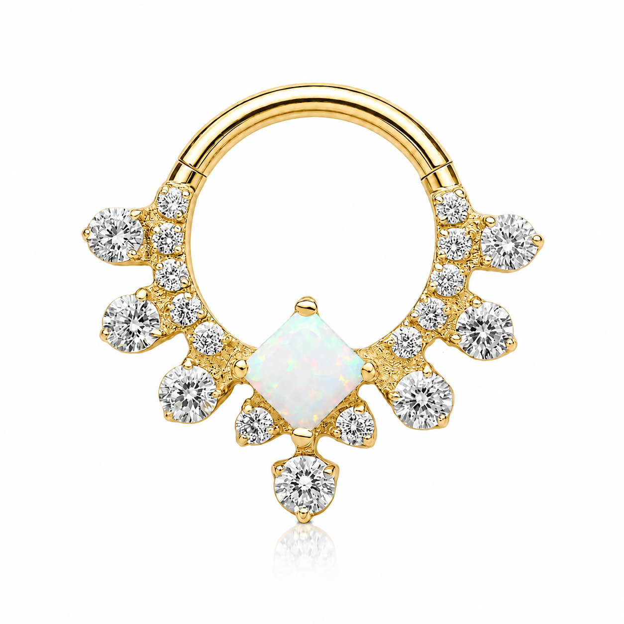 Céleste - Titanium Clicker Ring F136 - Gold Finish - 1.2*8mm - Opal