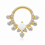 Céleste - Titanium Clicker Ring F136 - Gold Finish - 1.2*8mm - Opal