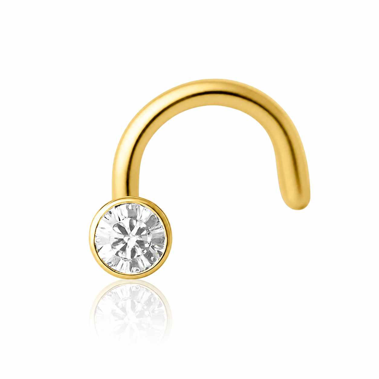 Seraphina - Nez  Stud - Finition Or - 0.8*6*2mm - Zircon Blanc