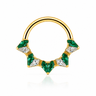 Diane - Anneau Clicker Titane F136 - Finition Or - 1.2*8mm - Zircon blanc - Zircon vert