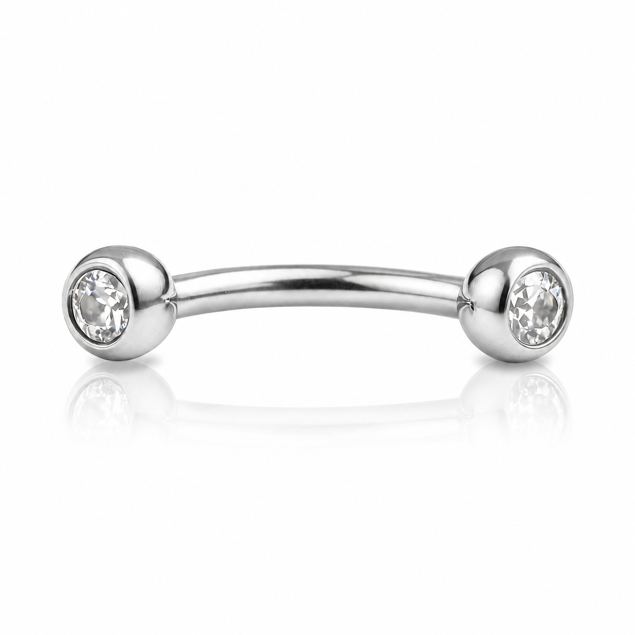 Juno - Banane Filetage Interne Embout  - Finition Argent - 1.2*8*3mm - Zircon Blanc
