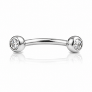 Juno - Banane Filetage Interne Embout  - Finition Argent - 1.2*8*3mm - Zircon Blanc