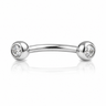 Juno - Banane Filetage Interne Embout  - Finition Argent - 1.2*8*3mm - Zircon Blanc