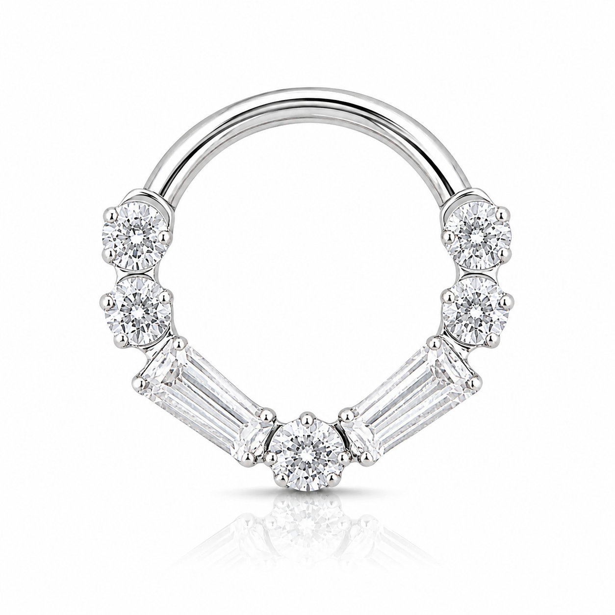 Capucine - Anneau Clicker Titane F136 - Finition Argent - 1.2*8mm - Zircon blanc